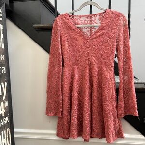 Francesca's Miami Dusty Rose Floral Print Dress XS